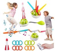 3 IN 1 Jeux Exterieur Enfant Kit, Jeu de Lancer d’Anneaux, FuséE Jouet, Saut Musical, Jeux Enfants 3 4 5 6 7 8 9 Ans Noel Jeuxs