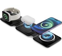 3 In 1 Kabelloses Ladegerät Magnet Ladestation Mit 18W Schnell Adapter Für Iphone 14/13/12 Serie, Samsung Note/Mate/Pixel /S20/S21 Serie, Airpods Pro/3/2, Apple Watch 2/3/4/5/Se/6/7/8-Schwarz