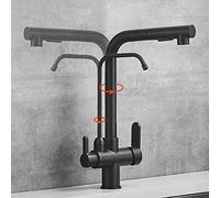 3-in-1 Kitchen Faucet with Pull-Out Sprayer, Brass, 360° Rotation, Hot and Cold Water, Straight Water Tap, Freestanding Kitchen Sink Faucet, Black.