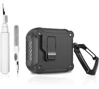 [3 in 1] Lock Case Compatible with AirPods 4 Active Noise Cancelling with Keychain, Shockproof Wireless Charging Case with Cleaning Kit