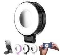3-in-1 Magnetic Beauty Selfie Light for Phones, 360° Foldable Magnetic Fill Lights, Three Soft Color Temperatures, for Makeup for Selfies (Black)