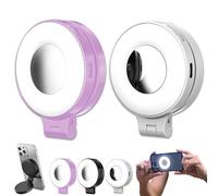 3-in-1 Magnetic Beauty Selfie Light for Phones, 360° Foldable Magnetic Fill Lights, Three Soft Color Temperatures, for Makeup for Selfies (Pink+White)