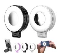 3-in-1 Magnetic Beauty Selfie Light for Phones, 360° Foldable Magnetic Fill Lights, Three Soft Color Temperatures, for Makeup for Selfies (Black+White)