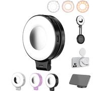 3-in-1 Magnetic Beauty Selfie Light for Phones, 360° Foldable Magnetic Phone Ring Light Adjusted 3 Lights Modes, Rechargeable Magnetic Phone Handle for Makeup, Selfies, Vlog (Bwwd)