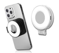 3-in-1 Magnetic Beauty Selfie Light for Phones,360 Foldable Magnetic Phone Ring Light,Three-Level Lighting for Selfies/Vlog/Video Conference Or Makeup Selfies (White)