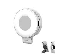 3-in-1 Magnetic Beauty Selfie Light for Phones,360° LED Selfie Ring Fill Light with Mirror,Portable Rechargeable Fill Lights, for Photos, Selfies, Vlogging, Makeup (White)