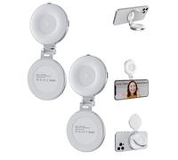 3-in-1 Magnetic Beauty Selfie Light for Phones, 360° Rotation LED Selfie Ring Fill Light with Mirror, 3 Color Modes, Extendable 36mm Stand, Portable for Selfies & Makeup (2Pcs)