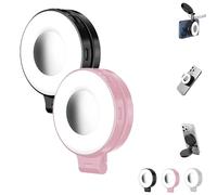 3-in-1 Magnetic Beauty Selfie Light for Phones, Foldable Magnetic Fill Light, 360° Foldable Selfie Ring Fill Lights with Mirror, 3 Lights Modes, for Makeup & Photography (Black+Pink)