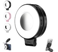 3-in-1 Magnetic Beauty Selfie Light for Phones, Magnetic Selfie Light, 360° Foldable Magnetic Fill Light, Three Soft Colors Temperatures for Makeup/Selfies/Video Recording (Black)