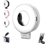 3-in-1 Magnetic Beauty Selfie Light for Phones, Magnetic Selfie Light, 360° Foldable Magnetic Fill Light, Three Soft Colors Temperatures for Makeup/Selfies/Video Recording (White)