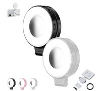 3-in-1 Magnetic Beauty Selfie Light for Phones, Portable Magnetic Selfie Light with Mirror, Foldable Beauty for Phones, 3 Lights Modes, for Makeup and Photography (Black+White)