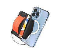 3 in 1 Magnetic Card Holder, Sinjimoru Magnetic Wallet for MagSafe as Cell Phone Wallet Stick on with Phone Grip Holder & Mobile Phone Kickstand iPhone 15 14 13 12 Series. M-BGrip Clementine