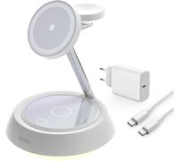 3 In 1 Magnetic Wireless Charging Dock, 15w Magnetic Charger, Compatible With Phone 15/14/13/12 For Apple Watch 9 And Airpods Pro/3/2 (With 20w Usb-C Adapter And Cable), White