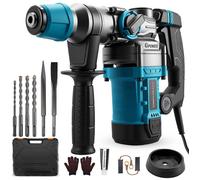 3 in 1 marteau perforateur 1500W perceuse percussion 12J marteau piqueur avec 6 mèches et burins diamètre de perçage 40 mm