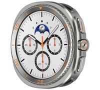 3 in 1 Métal Coque Compatible avec Samsung Galaxy Watch 8 44mm avec Protection d'écran, Robuste Bumper Rayure Résistant Protecteur Coque pour Galaxy Watch 8, Gris/Orange