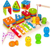 3 in 1 Montessori 1 Year Old Baby ToyWooden Activity and Development Toy Pastel ColoursMontessori Game 1 2 3 4 Years Old Stacking Sorting Toys Baby Gift