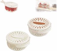 3-in-1 Multifunctional Fruit and Vegetable Washing Bowl with Lid, Colander Strainer for Kitchen Sink, Draining and Preservation Basket with Foldable Handle,Pet Material (2pcs)