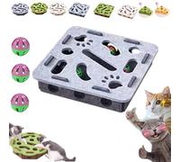 3 in 1 Nail File Enrichment Box with Bell Ball & Sandpaper Inside, 2026 New Felt Maze Cat Toys, Cats Puzzle Enrichment Box with Scratcher, Cat Toys Interactive for Indoor Cats (Gray, Square)