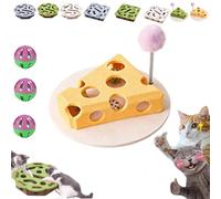 3 in 1 Nail File Enrichment Box with Bell Ball & Sandpaper Inside, 2026 New Felt Maze Cat Toys, Cats Puzzle Enrichment Box with Scratcher, Cat Toys Interactive for Indoor Cats (Yellow, Cheese)