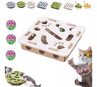3 in 1 Nail File Enrichment Box with Bell Ball & Sandpaper Inside, 2026 New Felt Maze Cat Toys, Cats Puzzle Enrichment Box with Scratcher, Cat Toys Interactive for Indoor Cats (White, Square)