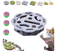 3 in 1 Nail File Enrichment Box with Bell Ball & Sandpaper Inside, 2026 New Felt Maze Cat Toys, Cats Puzzle Enrichment Box with Scratcher, Cat Toys Interactive for Indoor Cats (Gray, Round)