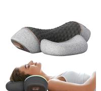 3-in-1 Pillow Massage Neck Hump, Heated Massage Neck Pillow, Memory Foam Deep Tissue, Traction for Pain Relief with Heat and Traction for Sleep Aid (Grey)