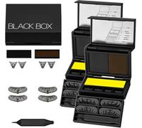 3-in-1 Portable Eye Makeup Kit, Black Box Eyelash Tampon 3 in 1, Eyeliner Waterproof, Mini Compact Travel Size Palette, Waterproof Long-Lasting Ink for Quick Glam, Black & Brown，2 set