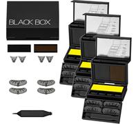3-in-1 Portable Eye Makeup Kit, Black Box Eyelash Tampon 3 in 1, Eyeliner Waterproof, Mini Compact Travel Size Palette, Waterproof Long-Lasting Ink for Quick Glam, Black & Brown，3 set