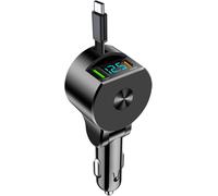 3 In 1 Retractable Car Charger,75 W Usb Quick Charge,30 W Pd3.0 + 22.5 W Qc3.0 + 22.5 W Usb C Car Charger,With Led Voltmeter,For Smartphones,Tablets,Etc