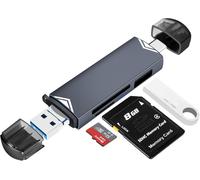 3 in 1 SD Card Reader, Triple USB Port Adapter (A/C/Micro) for MMC/TF/SDXC/SDHC/Micro SDXC, Compatible with iPhone 16/15, iPad Pro, Galaxy S24/S23, MacBook, PC and Tablet