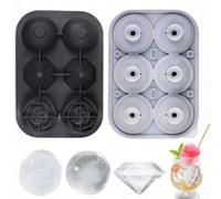 3-in-1 Silicone Ice Cube Tray with Lid, 6-Cavity Easy Release Ice Trays for Freezer, Round Sphere, Diamond & Rose Shaped Ice Cube Maker, Large Slow-Melting Ice Ball for Whiskey, Cocktail, Coffee
