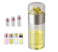 3-In-1 Smart Tea Infuser,Glass Infuser Bottle,Double Glass Tea Infuser Bottle With Integrated,For Loose Leaf Flower Herbal Tea Bags,With 304 Stainless Steel Filter (Argent,420ml)