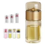 3-In-1 Smart Tea Infuser,Glass Infuser Bottle,Double Glass Tea Infuser Bottle With Integrated,For Loose Leaf Flower Herbal Tea Bags,With 304 Stainless Steel Filter (Or,280ml)