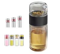 3-In-1 Smart Tea Infuser,Glass Infuser Bottle,Double Glass Tea Infuser Bottle With Integrated,For Loose Leaf Flower Herbal Tea Bags,With 304 Stainless Steel Filter (Noir,350ml)