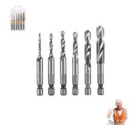3 in 1 Spiral Tap Hex Shank Drill Bit Set, Metric Combination Threading Tools Kit, Professional Thread Tap Drills Bit Tools Kit, for Drilling, Tapping and Countersinking(A02-Short)