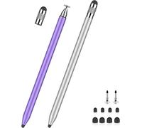 3 in 1 Tablet Stylus Pen for iPad Samsung Tablet Smartphone, Highly Sensitive and High Precision Touch Stylus Pen with 10 Replacement Tips (Purple + Silver)