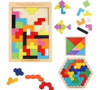 3 in 1 Tangram Wooden Puzzle for Children,3 in 1 Wooden Puzzle,Improve Logical Thinking and Cognition of Geometric Structures,Birthday Gift for Children
