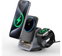 3 In 1 Travel Charger, 15w Magnetic Wireless Charger With Touch Night Light, Foldable Wireless Magnetic Charging Dock For Iphone 15/14/13/12/Series, Apple Watch