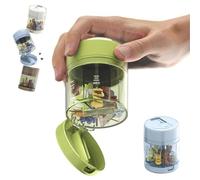 3-in-1 Travel Pill Organizer, 7-Day Portable Mini Medicine Organizer, Weekly Pill Bottle Timer Cap with Pill Cutter & 7 Compartments (Green)