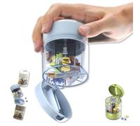 3-in-1 Travel Pill Organizer, 7-Day Portable Mini Pill Box & Medication Dispenser, Portable Daily Pill Box Container with Digital Mark for Daily Medication, Easy to Retrieve Meds (Blue)