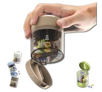3-in-1 Travel Pill Organizer, 7-Day Portable Mini Pill Box & Medication Dispenser, Portable Daily Pill Box Container with Digital Mark for Daily Medication, Easy to Retrieve Meds (Brown)