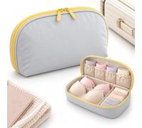 3 in 1 Travel Underwear Organizer, Bra Panties Socks Storage Bag (Blue) | Structured Bra Travel Case • Water-Resistant Polyester • 180° Wide Opening • Compact Suitcase Storage