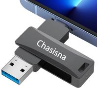 3 in 1 USB Phone 256 GB with Type C Connector, Fast Transfer of Photos and Videos, No App to Download, Compatible with 10S, Tablets, Android and PC (Grey)