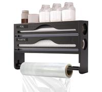 3-in-1 Wall Mounted Wrap Dispenser with Cutter - Wooden Organizer | 13.86" x 8.27" x 2.76", 988g Weight, Solid Wood Construction, Fits Rolls Up to 12" Long, Wall-Mountable Design