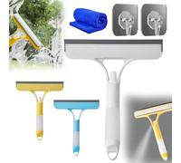 3 in 1 Window Cleaning Scraper,Mirror Squeegee with Sprayer,3 in 1 Window Cleaning Wiper, Double-Sided Use, Can be Scraped Or Brushed,Suitable for Bathroom,Floor, Kitchen (White)
