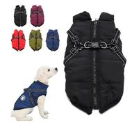 3 in 1 Winter Jacket for Dogs, Waterproof Windproof Dog Snow with Harness and Zipper, Small Medium Large Dogs (Black,5XL)