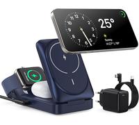 3 In 1 Wireless Charger With Mag-Safe 15w, Qi Certified Charging Dock, Foldable Wireless Induction Charger For Iphone 16 15 14 13 12, Apple Watch, Airpods Pro With Quick Adapter