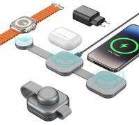3 In 1 Wireless Charging Stand, 15w Magnetic Foldable Wireless Charging Stand For Iphone 15/14/13/12, Airpods Pro 2/1, Apple Watch (With Usb-C Power Supply And Cable) Grey