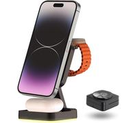 3 In 1 Wireless Induction Charger 20w-Charging Station For Iphone,Apple Watch & AirpodsFoldable Design,Compact,Night Light Led Lamp 4 In 1