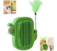 3 In 1Peigne À Herbes Et Brosse Auto-Massante Pour Chat, Corner Mur De Massage De Massage Gratteur Avec Jouets En Plumes Et Boule De Chat, Griffoir D'Angle Mural Set De 2